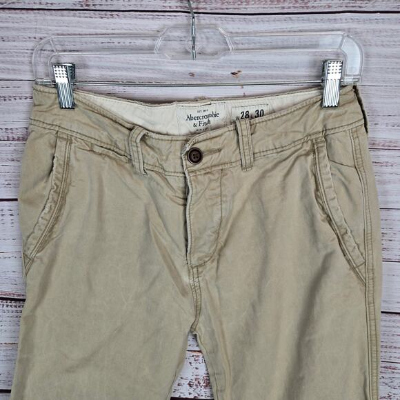 Abercrombie & Fitch Men's Chino Tan Khaki Pants 28 Cotton Neutral Earthy Casual - Picture 3 of 12